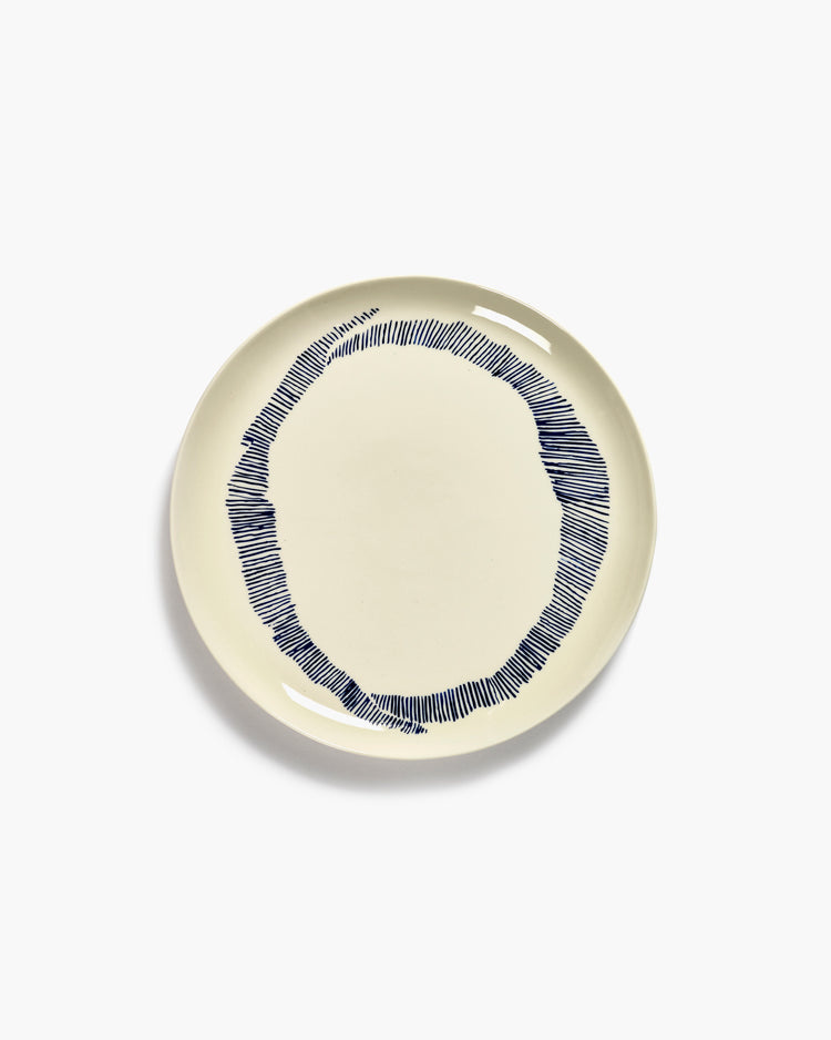 Serax Dinner plate white swirl - blue stripes Feast