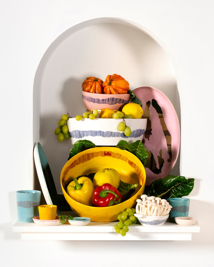 Serax Dinner plate white swirl - blue stripes Feast