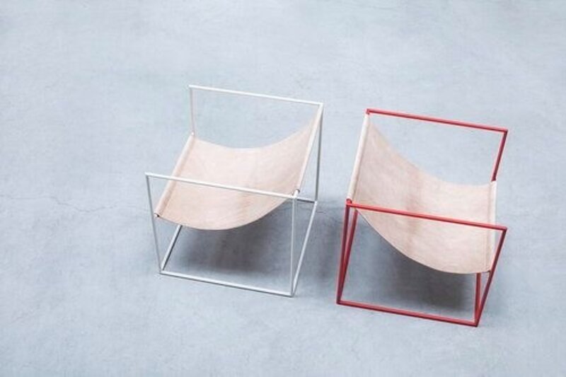 Valerie Objects Solo Seat Red, Leather Frame