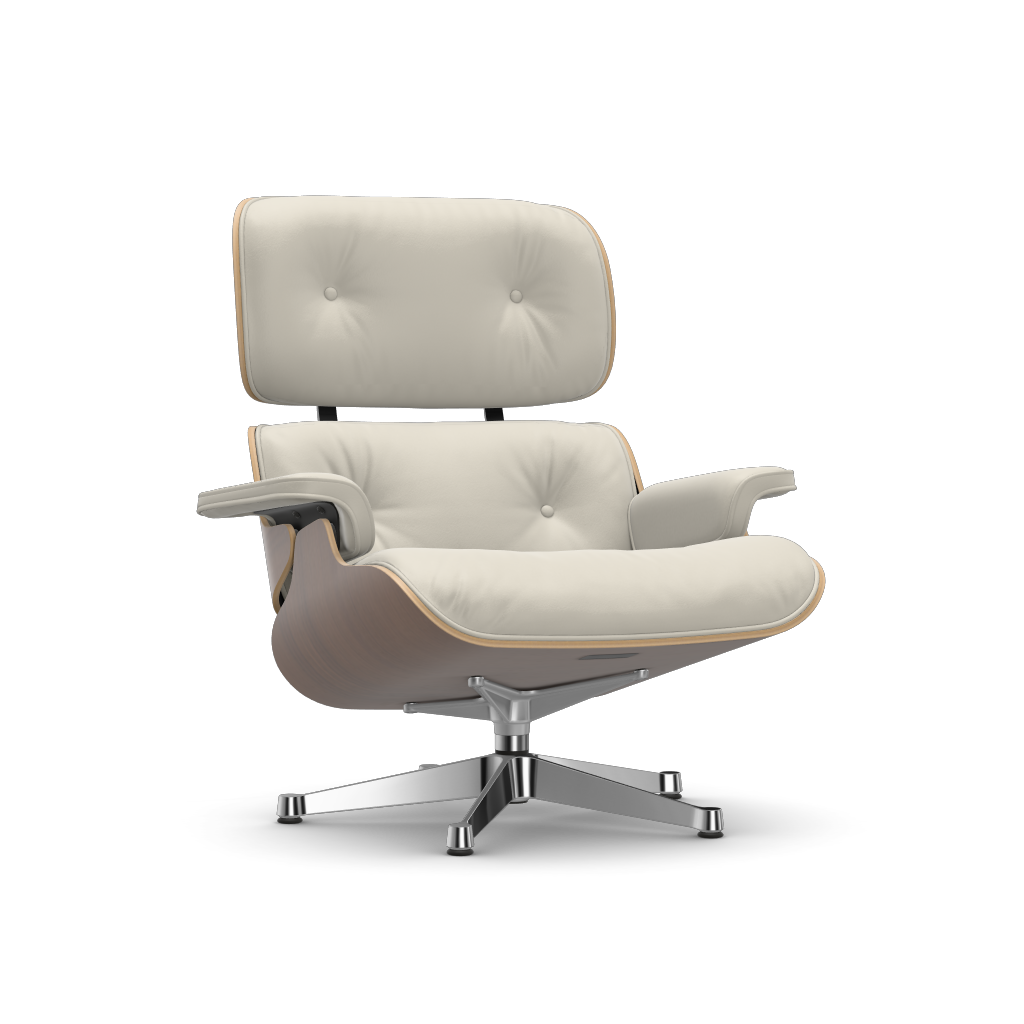 Vitra Eames Lounge Chair - Leder Premium Snow/Notenhout Zwart Gepigmenteerd