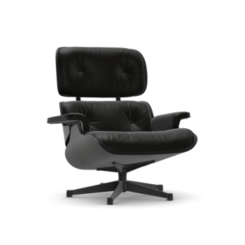 Vitra Eames Lounge Chair - Leder Natural Black/Kastanje Zwart Gelakt