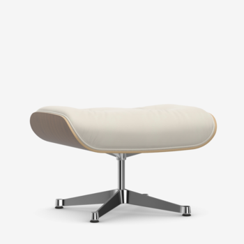 Vitra Eames Ottoman - Leder Premium Snow/Notenhout Zwart Gepigmenteerd