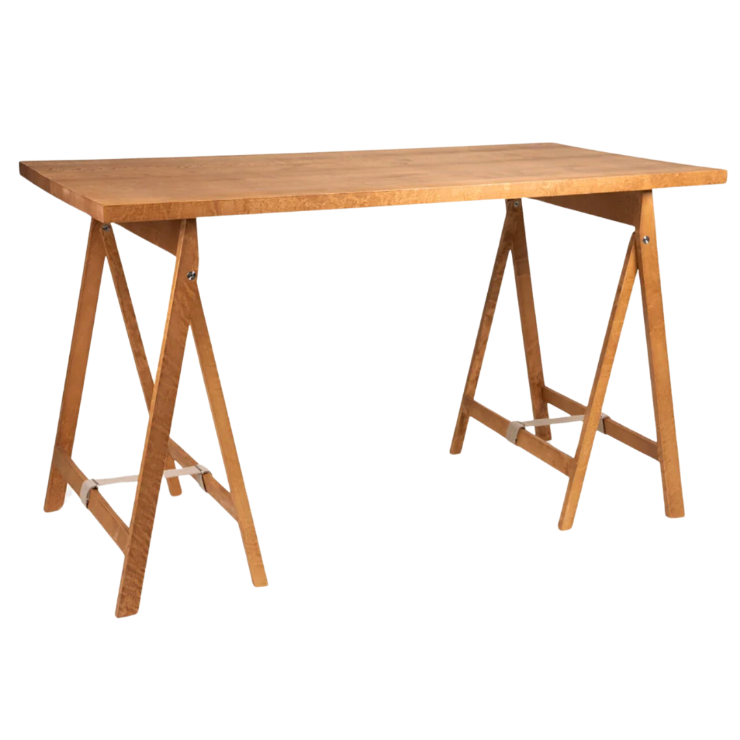 FRAMA Folding Flat Trestle Table - Warm Brown Birch