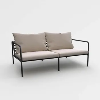Houe AVON 2-seater sofa - Black - Sunbrella/Heritage Ash + Cover - SHOWROOMMODEL
