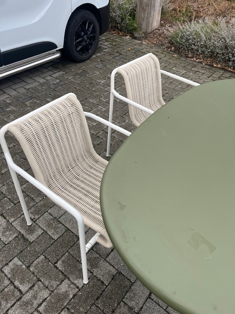 HAY Palissade Cord Dining Armchair Cream White Set of 2 - SHOWROOMMODEL