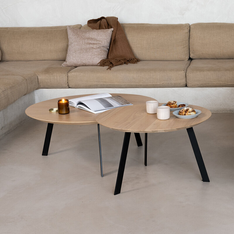 STUDIO HENK New Co Coffee Table 90 Rond Eiken natural light hardwax olie/Black - STOCK ITEM