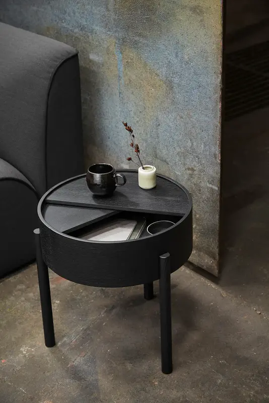 WOUD Arc side table Ø42 cm Black Painted Ash - STOCK ITEM