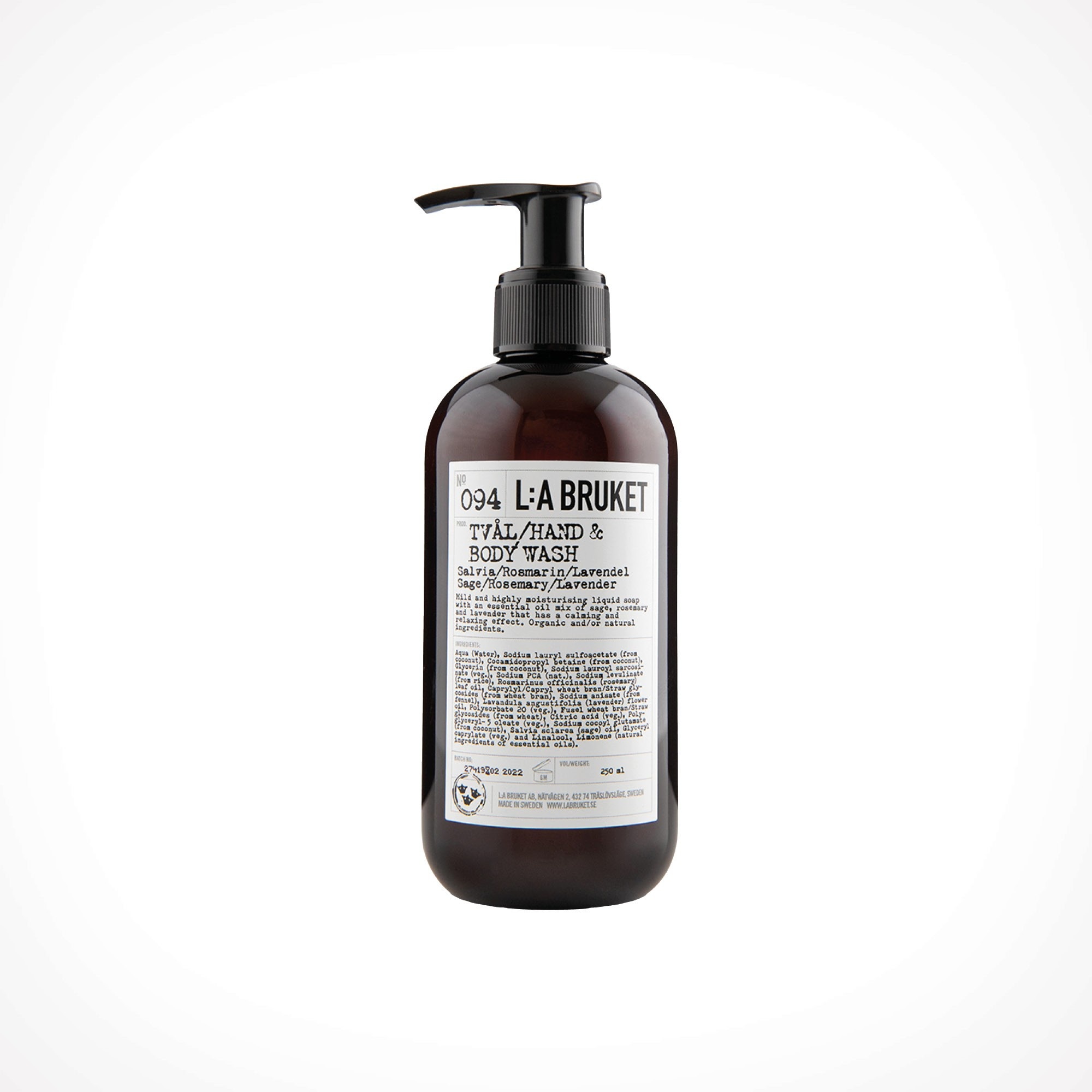 LA Bruket Hand & Body Wash 240ml Sage/Rosemary/Lavender - GELDIG TOT JAN 2026