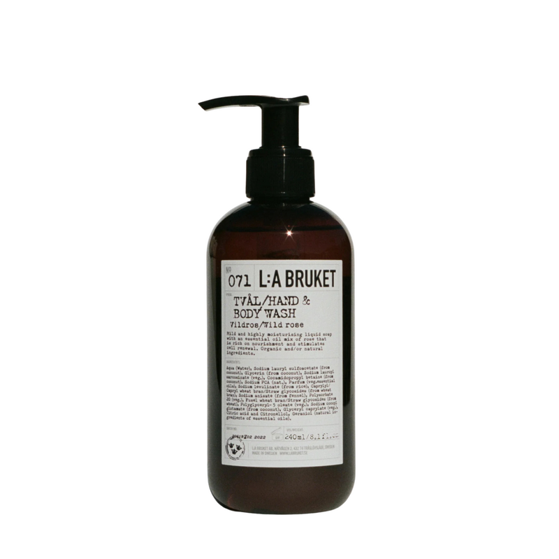 LA Bruket Hand & Body Wash 240ml Wild Rose - GELDIG TOT OKT 2025