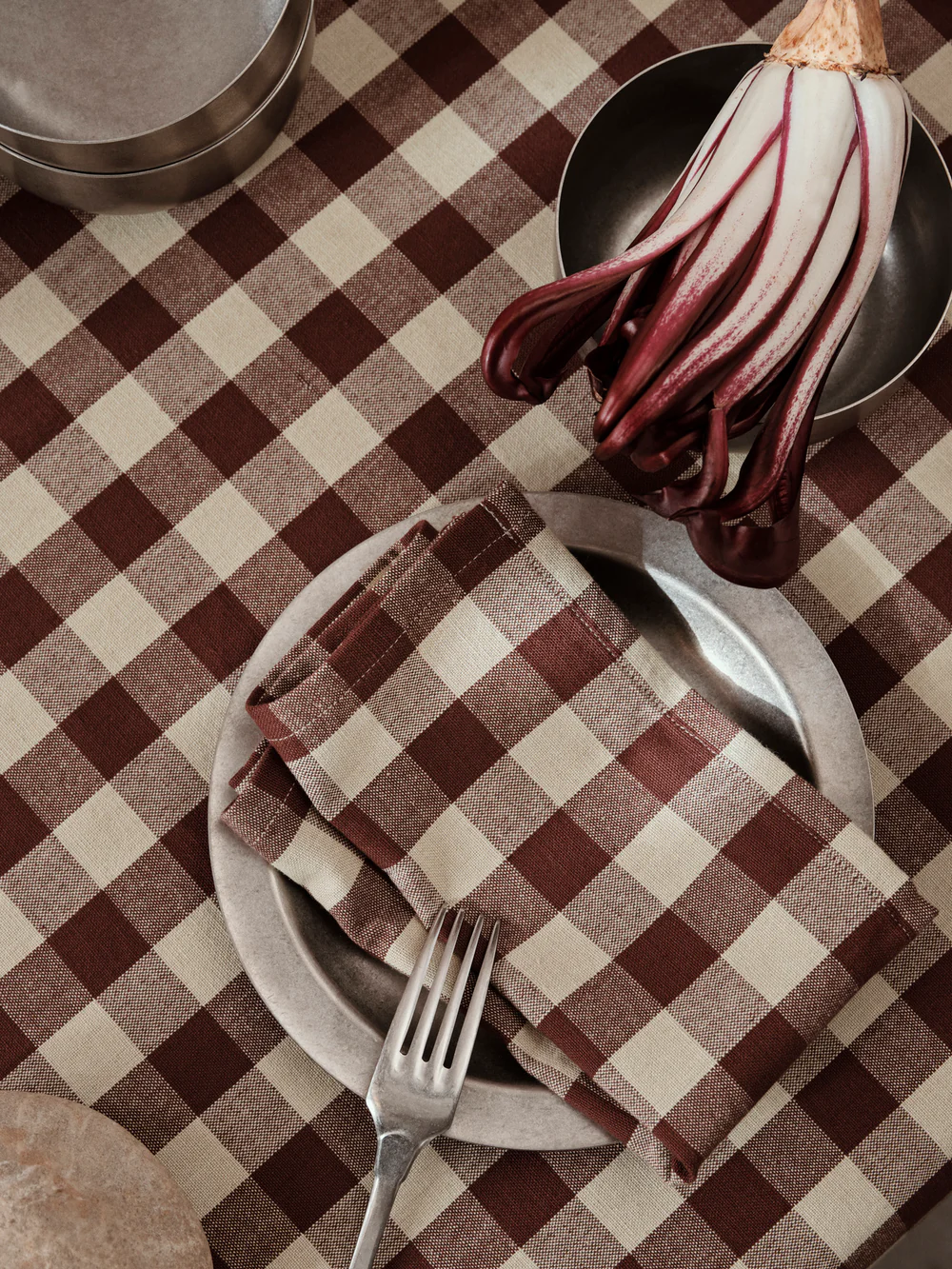 Ferm Living Bothy Check Napkins - Set of 4 - Cinnamon/Grey Green