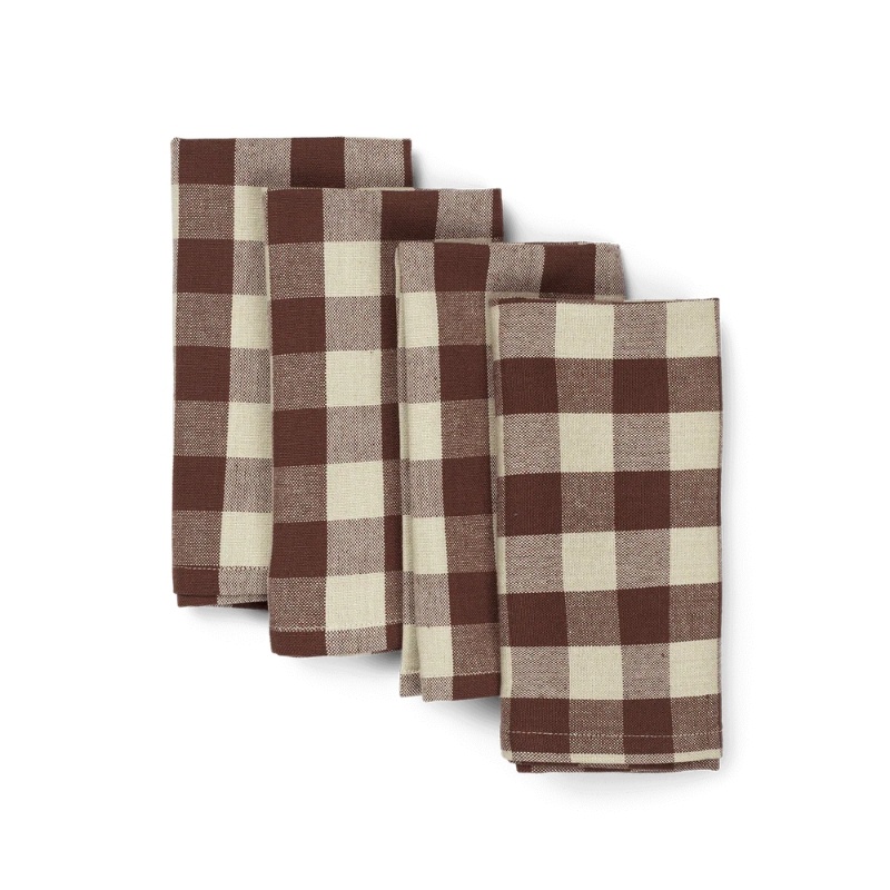 Ferm Living Bothy Check Napkins - Set of 4 - Cinnamon/Grey Green