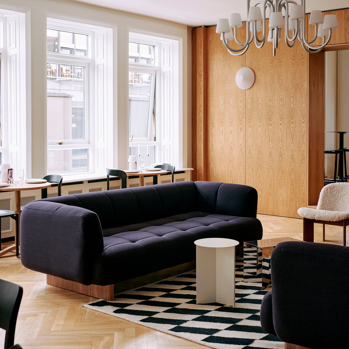 HAY Quilton Lift 3 seater lacquered walnut base-Full upholstery- Naveli 753