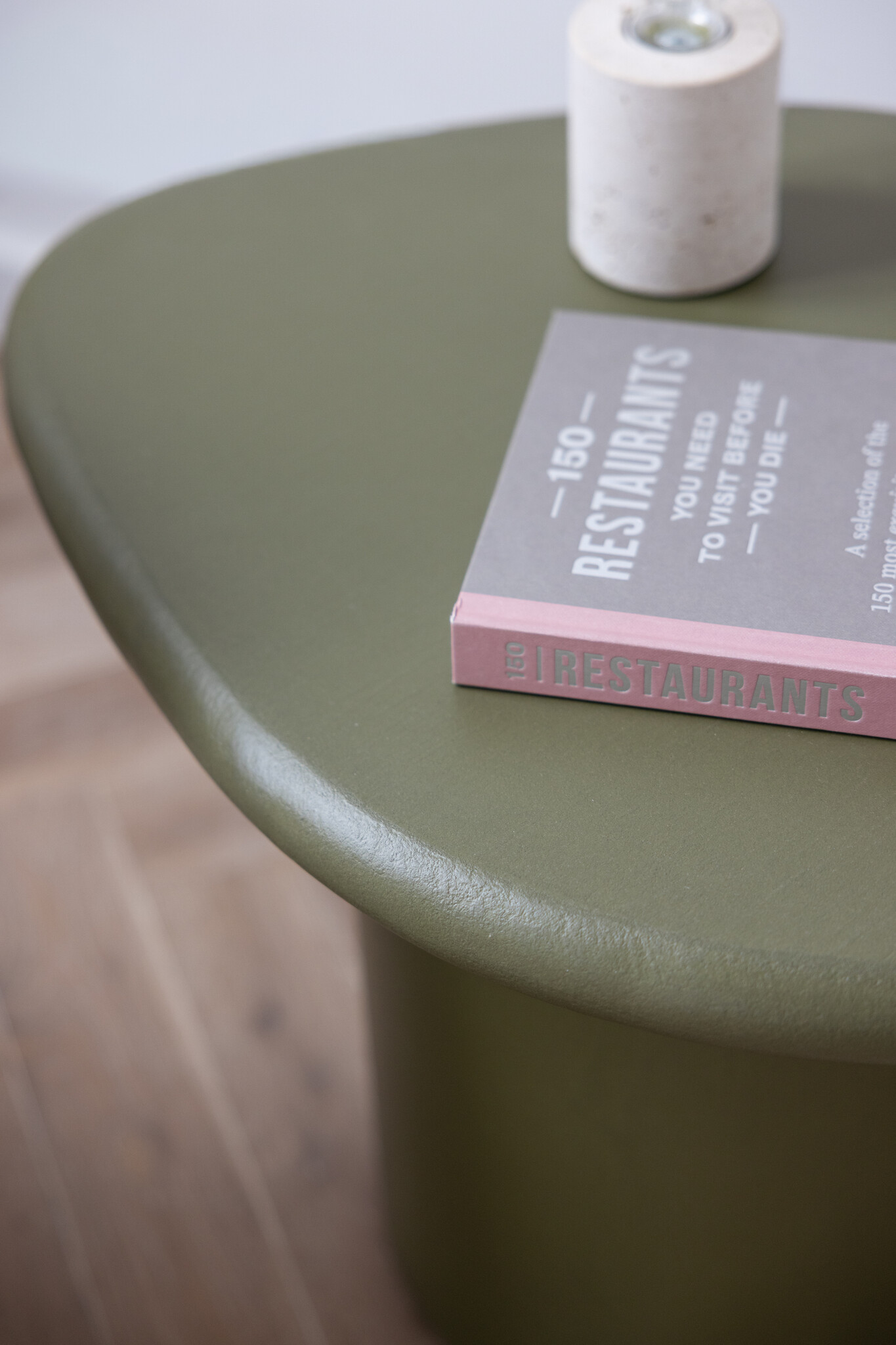 TOOON by Toon De Somer Organic Side Table with Cemented Round Leg 60x50cm - Olive 6003