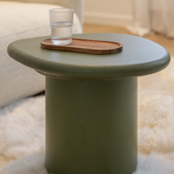 TOOON by Toon De Somer Organic Side Table with Cemented Round Leg 60x50cm - Olive 6003