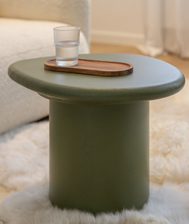 TOOON by Toon De Somer Organic Side Table with Cemented Round Leg 60x50cm - Olive 6003