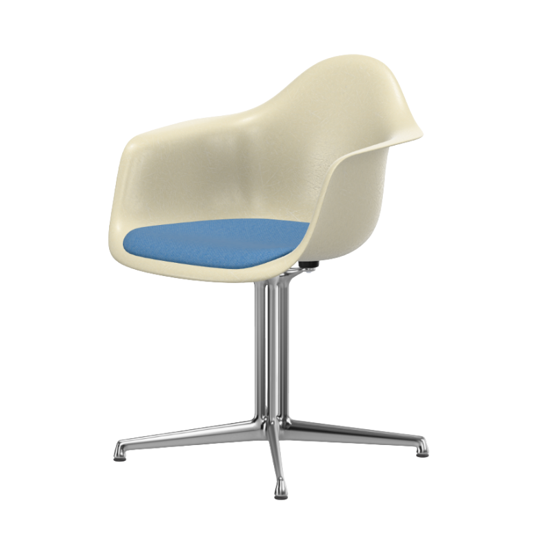 Vitra Eames Fiberglass Armchair DAL met zitkussen - Parchment/Gepolijst/Hopsak