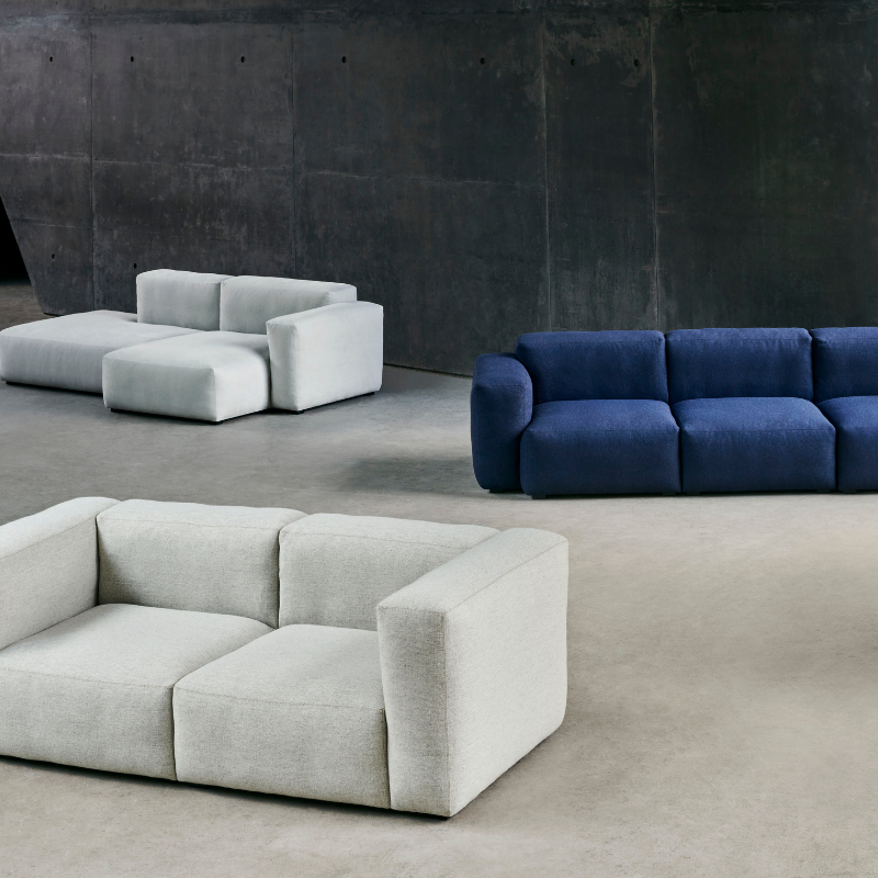 HAY Mags Soft 2,5 seater combination 1 - Turf blue grey/Light Grey Stitches