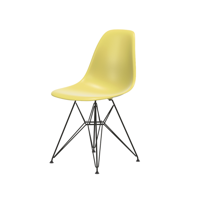 Vitra Eames Plastic Side Chair RE DSR - Zwart Gepoedercoat Onderstel