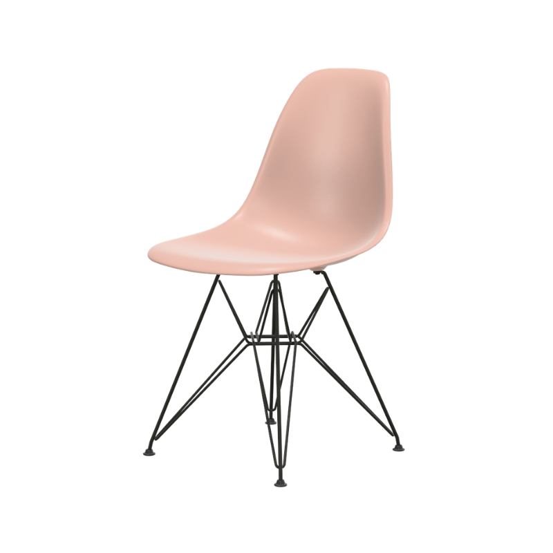 Vitra Eames Plastic Side Chair RE DSR - Zwart Gepoedercoat Onderstel