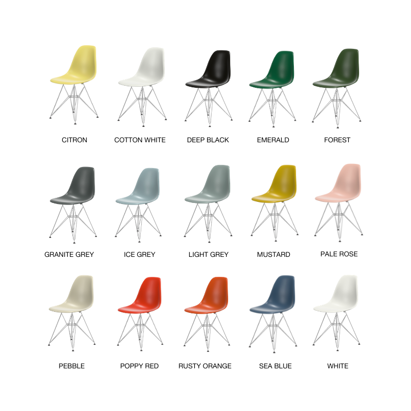 Vitra Eames Plastic Side Chair RE DSR - Verchroomd Onderstel
