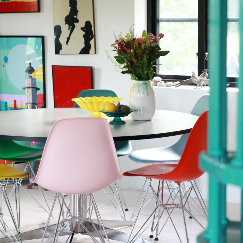 Vitra Eames Plastic Side Chair RE DSR - Verchroomd Onderstel