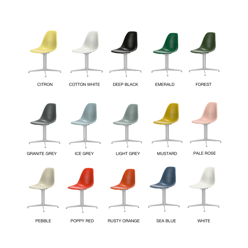 Vitra Eames Plastic Side Chair RE DSL - Wit Poedercoat (Glad) Onderstel