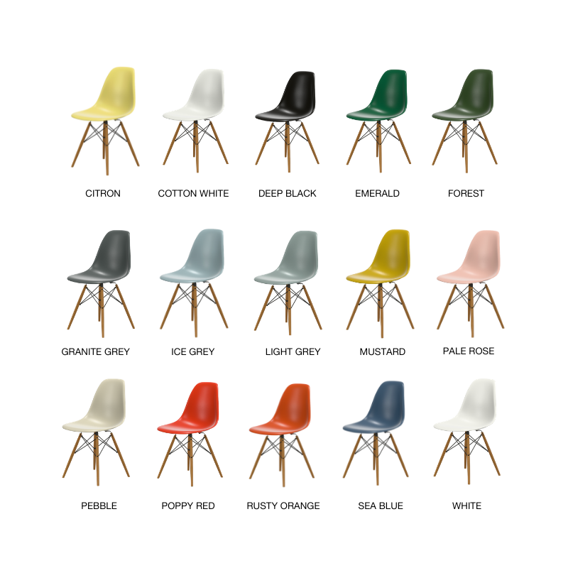 Vitra Eames Plastic Side Chair RE DSW - Esdoorn Goud Onderstel