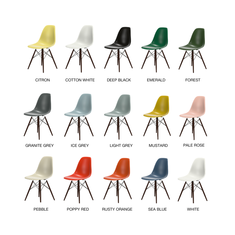 Vitra Eames Plastic Side Chair RE DSW - Esdoorn Donker Onderstel