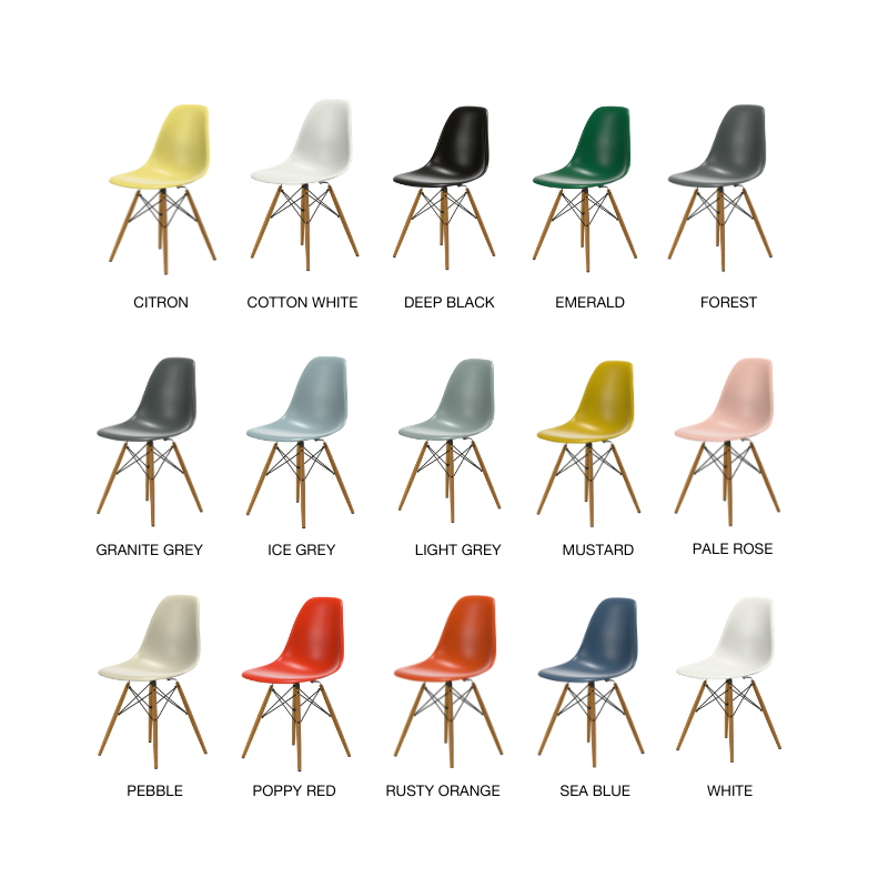 Vitra Eames Plastic Side Chair RE DSW - Essen Onderstel