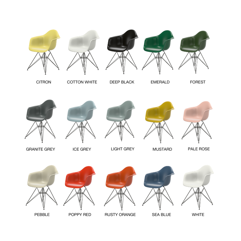 Vitra Eames Plastic Armchair RE DAR - Zwart Gepoedercoat Onderstel