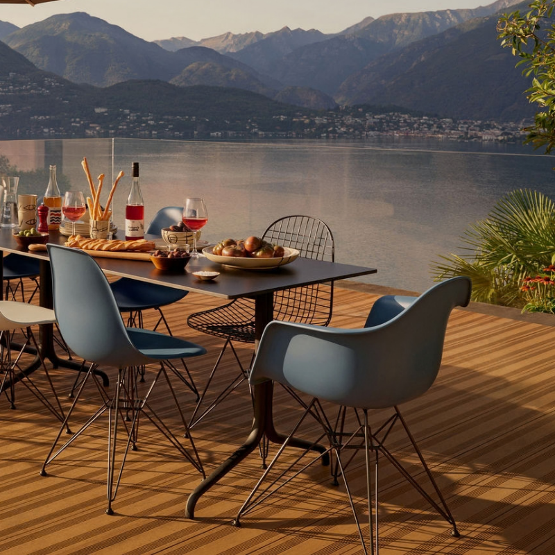 Vitra Eames Plastic Armchair RE DAR - Zwart Gepoedercoat Onderstel