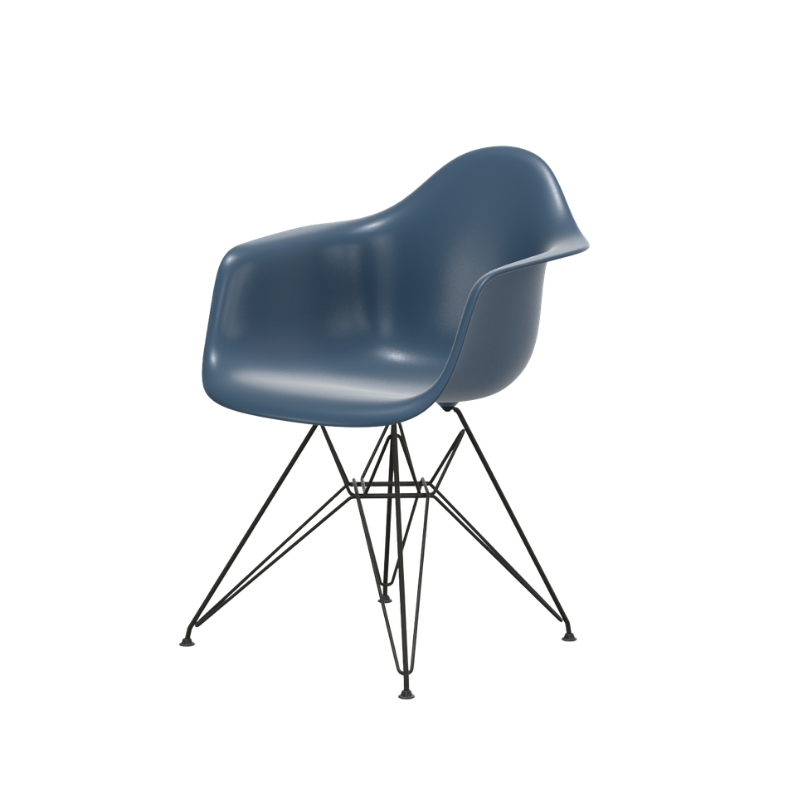 Vitra Eames Plastic Armchair RE DAR - Zwart Gepoedercoat Onderstel