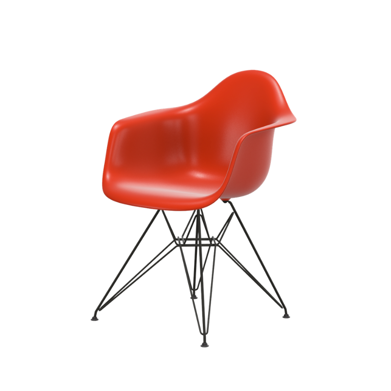 Vitra Eames Plastic Armchair RE DAR - Zwart Gepoedercoat Onderstel