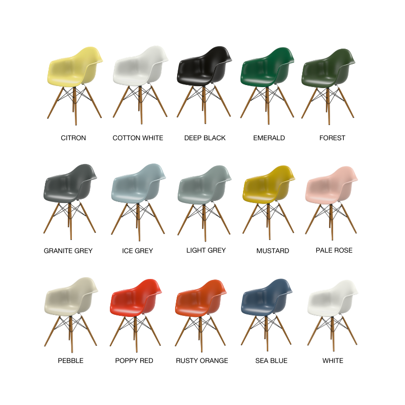 Vitra Eames Plastic Armchair RE DAW - Esdoorn Goud Onderstel