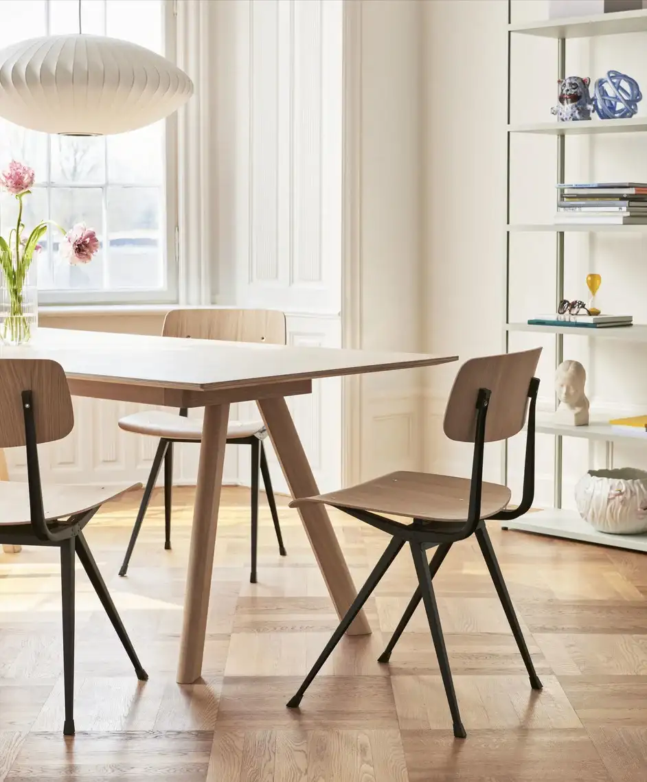 HAY Result Chair - Set of 4 - Water-based Lacquered Oak/Black Powder Coated Steel - SHOWROOM MODEL