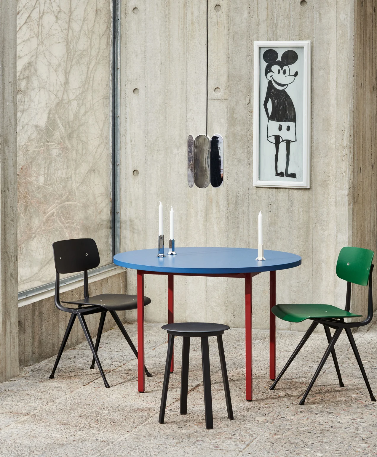 HAY Two-Colour Ø120 Blue Valchromat/Maroon Red Frame - SHOWROOM MODEL