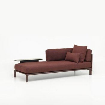 Vitra Anagram Sofa - Dark Bordeaux frame - Cento Dark Red Melange - aanbouwtafel eik 30 x 90cm