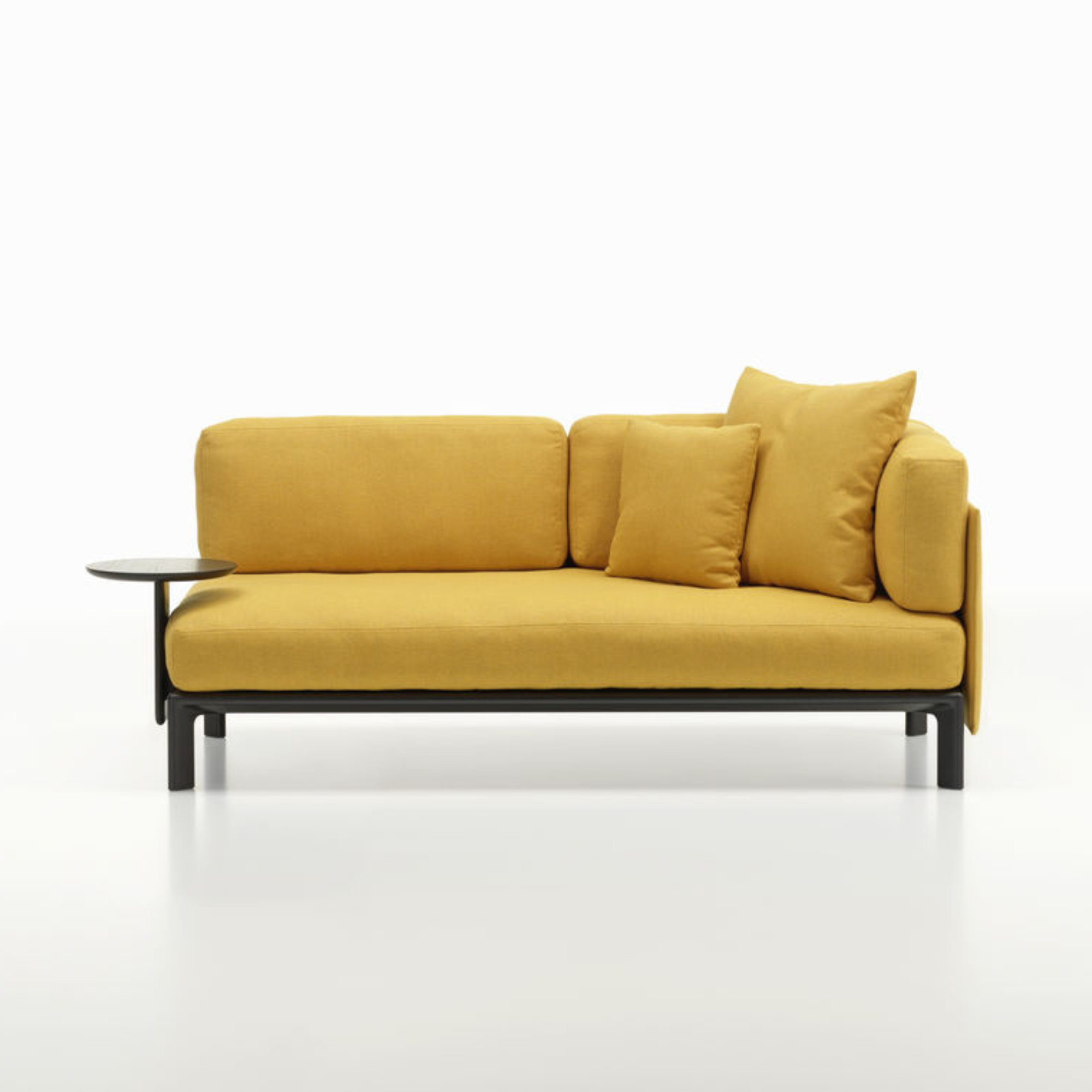 Vitra Anagram Sofa - Basic Dark frame - Dumet Mango Melange - aanbouwtafel zwart es gelakt ⌀35
