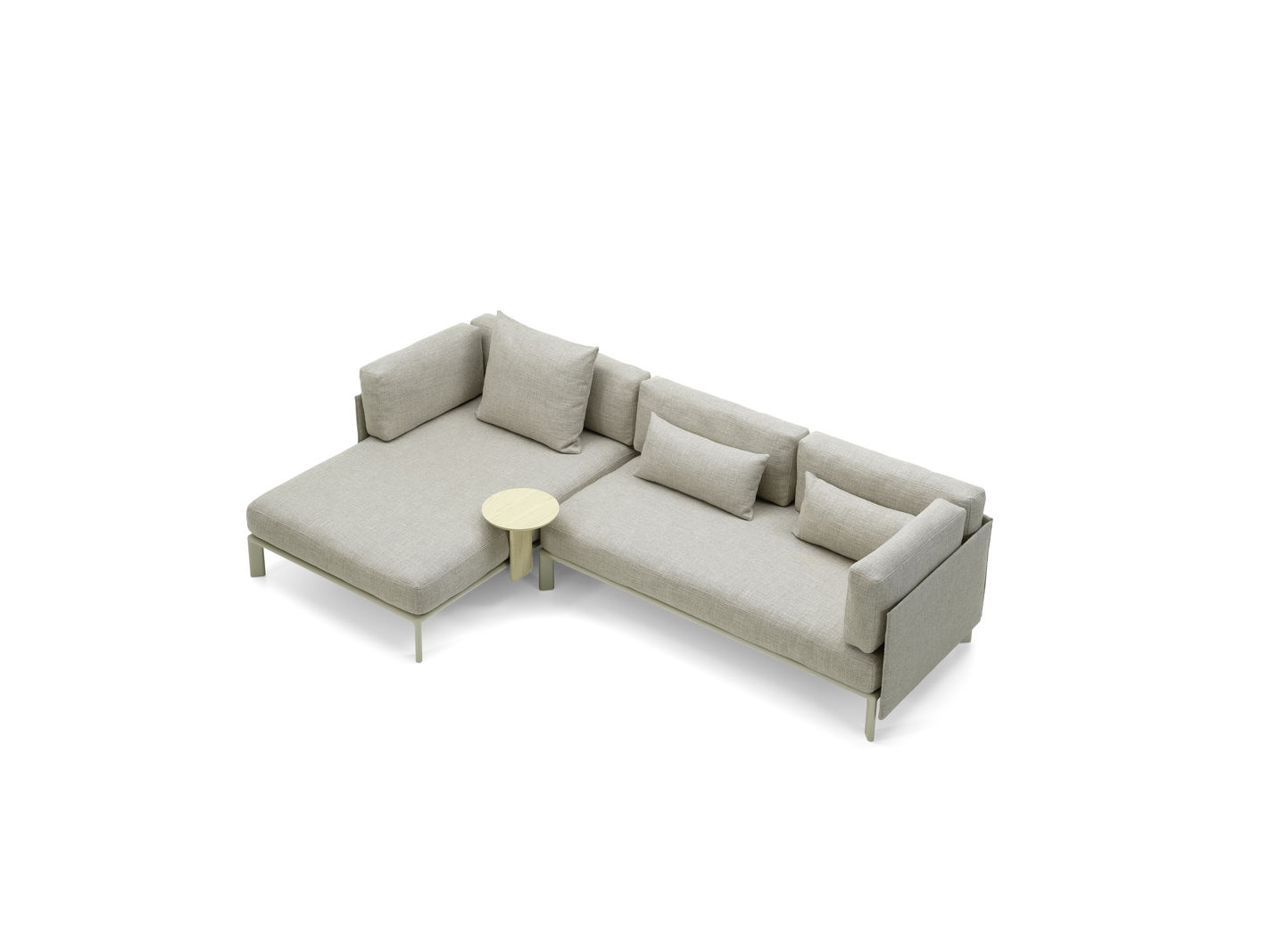 Vitra Anagram Sofa - Chalk frame - Savana Sand Melange - aanbouwtafel es cotton white ⌀35