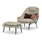 Vitra Slow Chair en Ottoman (stof) - Flocca (beige) - Kussen 40 x 30 (Credo - Pale rose/cognac) -  Kussen 65 x 30 (Hola - Chestnut)