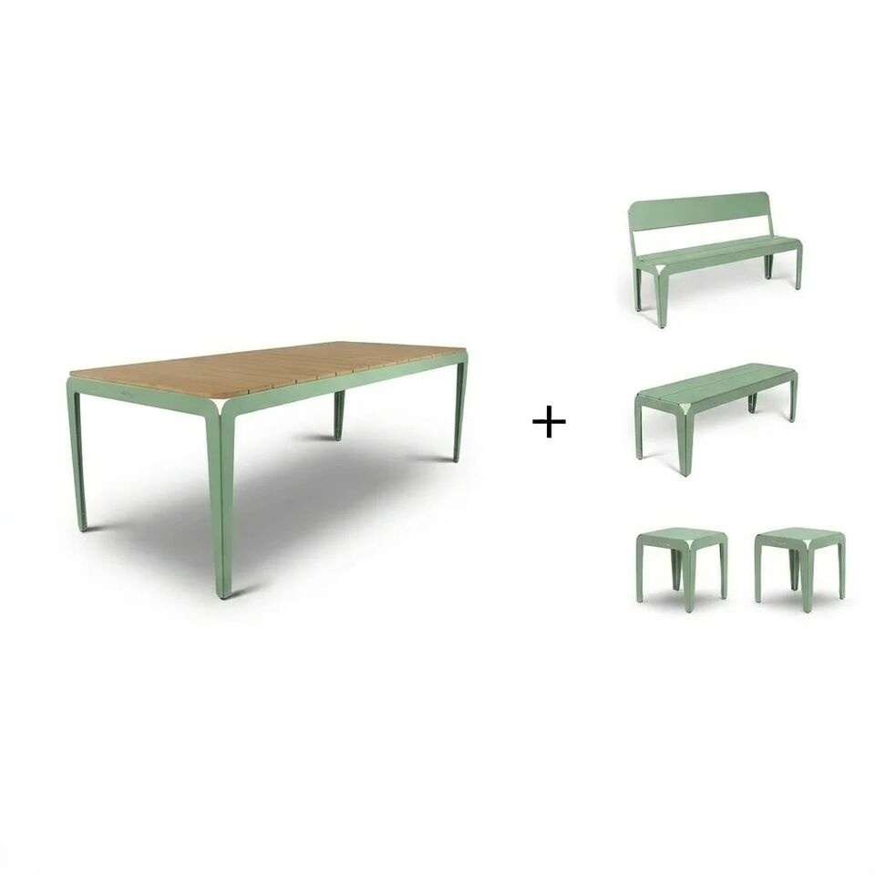Weltevree Bended Table Wood including 2 Benches and 2 Stools