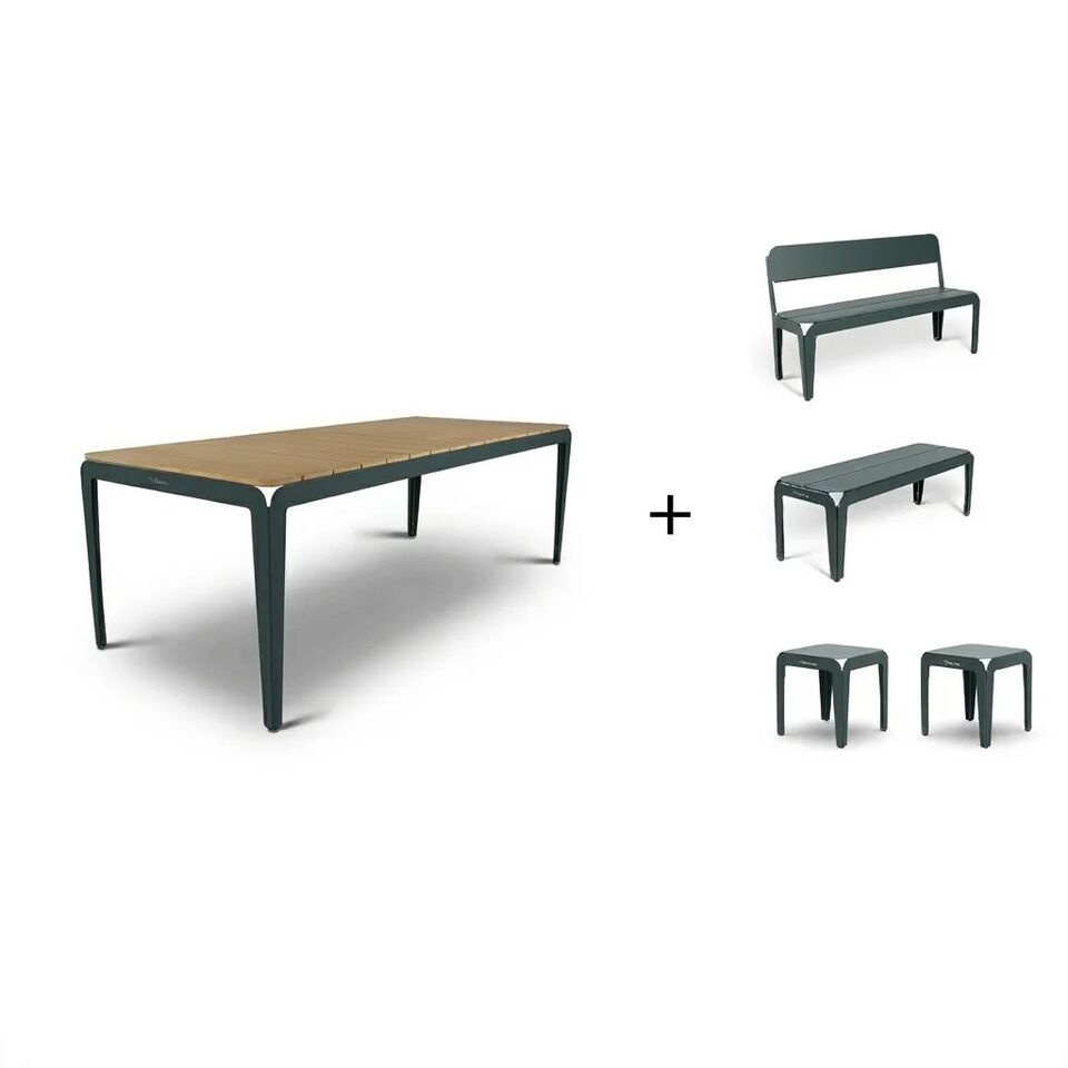 Weltevree Bended Table Wood including 2 Benches and 2 Stools