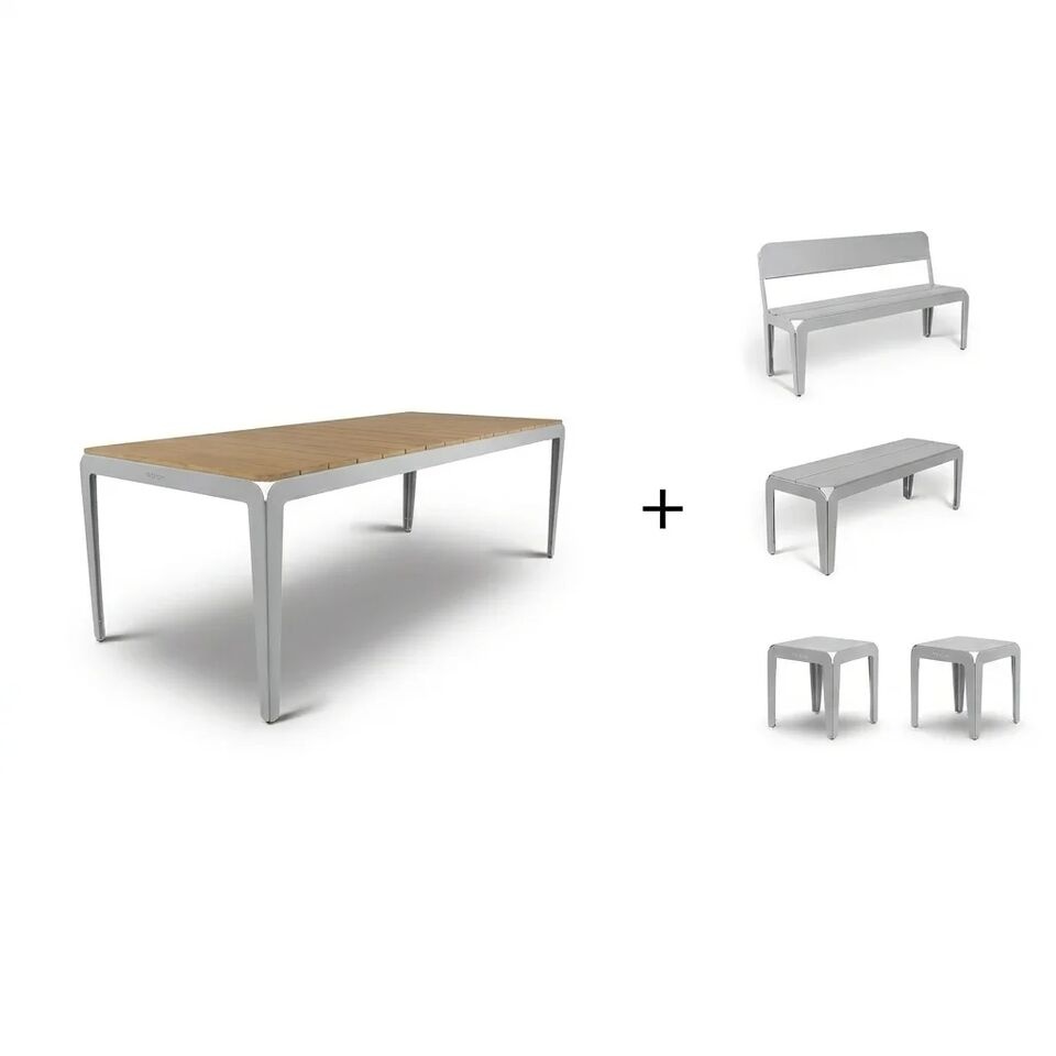 Weltevree Bended Table Wood including 2 Benches and 2 Stools