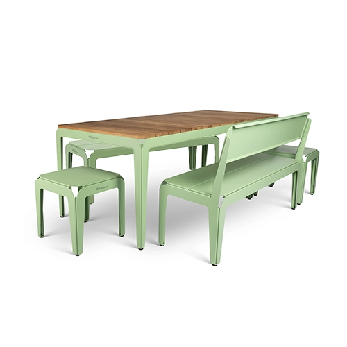 Weltevree Bended Table Wood 220 - including 2 Benches and 2 Stools - SET