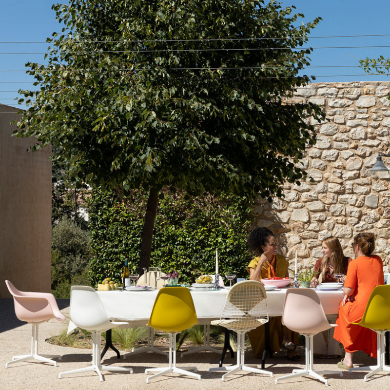Vitra Eames Plastic Armchair RE DAL - Wit Poedercoating (Glad) Onderstel