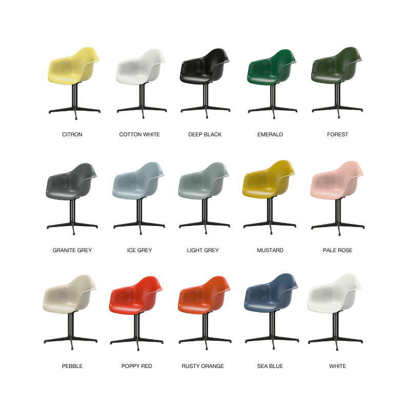 Vitra Eames Plastic Armchair RE DAL - Basic Dark Poedercoating (Glad) Onderstel