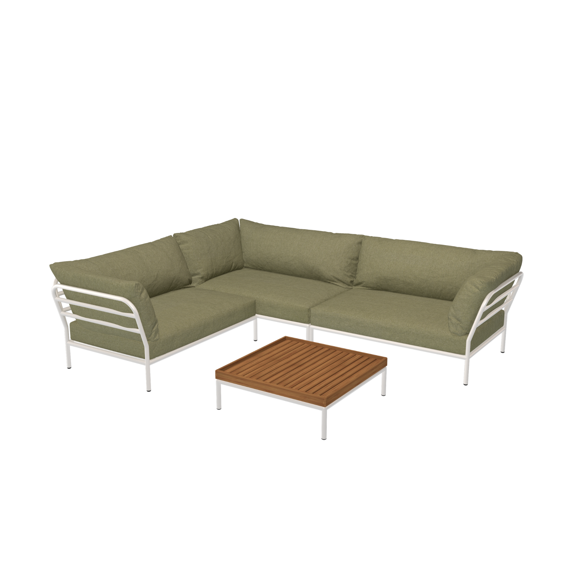 HOUE Level 2 Configuratie: Corner Left (2x) + Corner Right + Coffee Table Bamboo - Muted White Base
