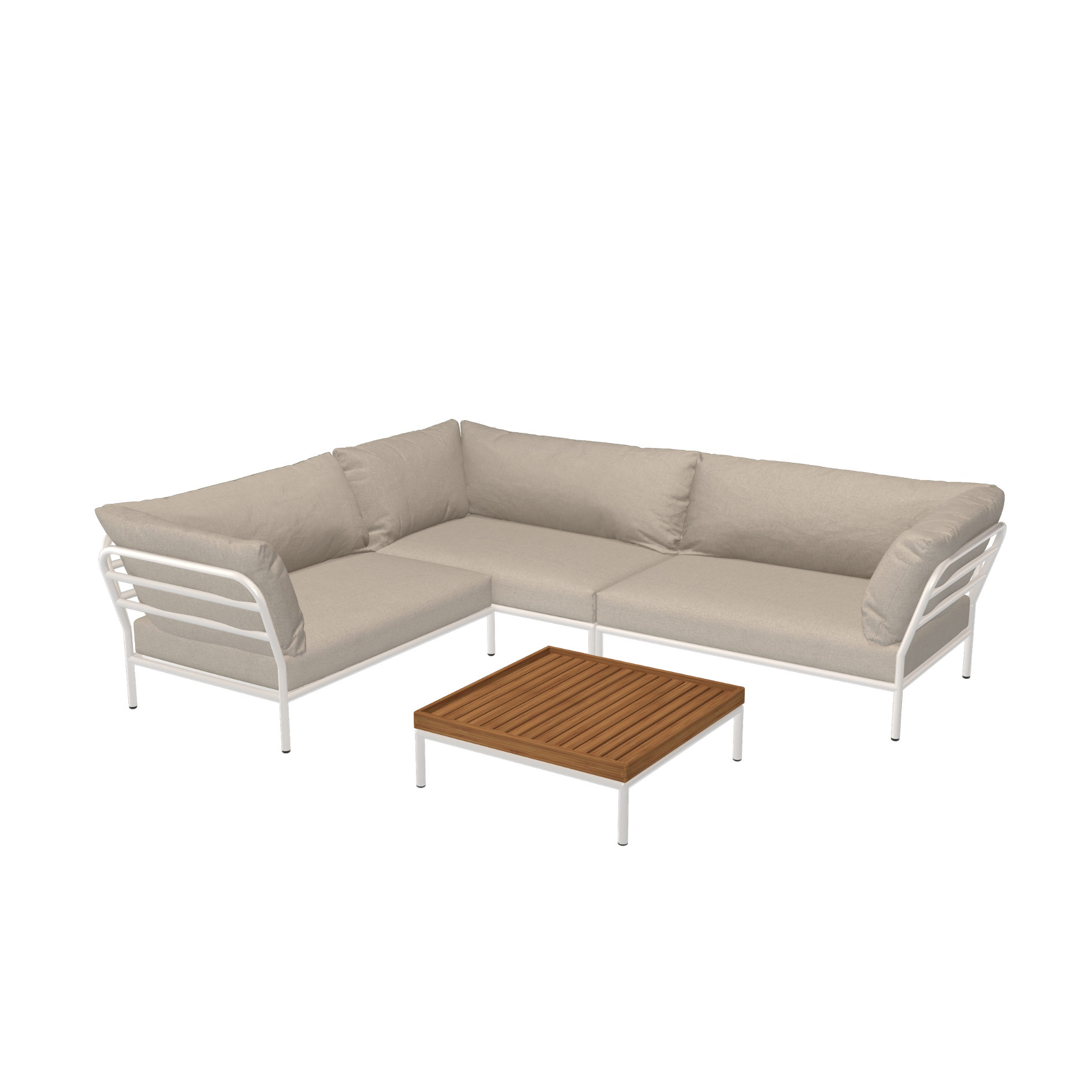 HOUE Level 2 Configuratie: Corner Left (2x) + Corner Right + Coffee Table Bamboo - Muted White Base