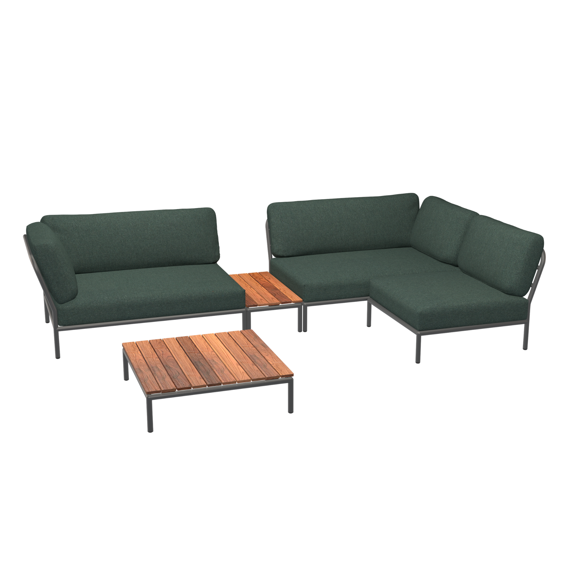 HOUE Level Configuratie: Corner Left + Side Table Thermo Ash + Corner Right + Chair + Coffee Table Thermo Ash - Dark Grey Base