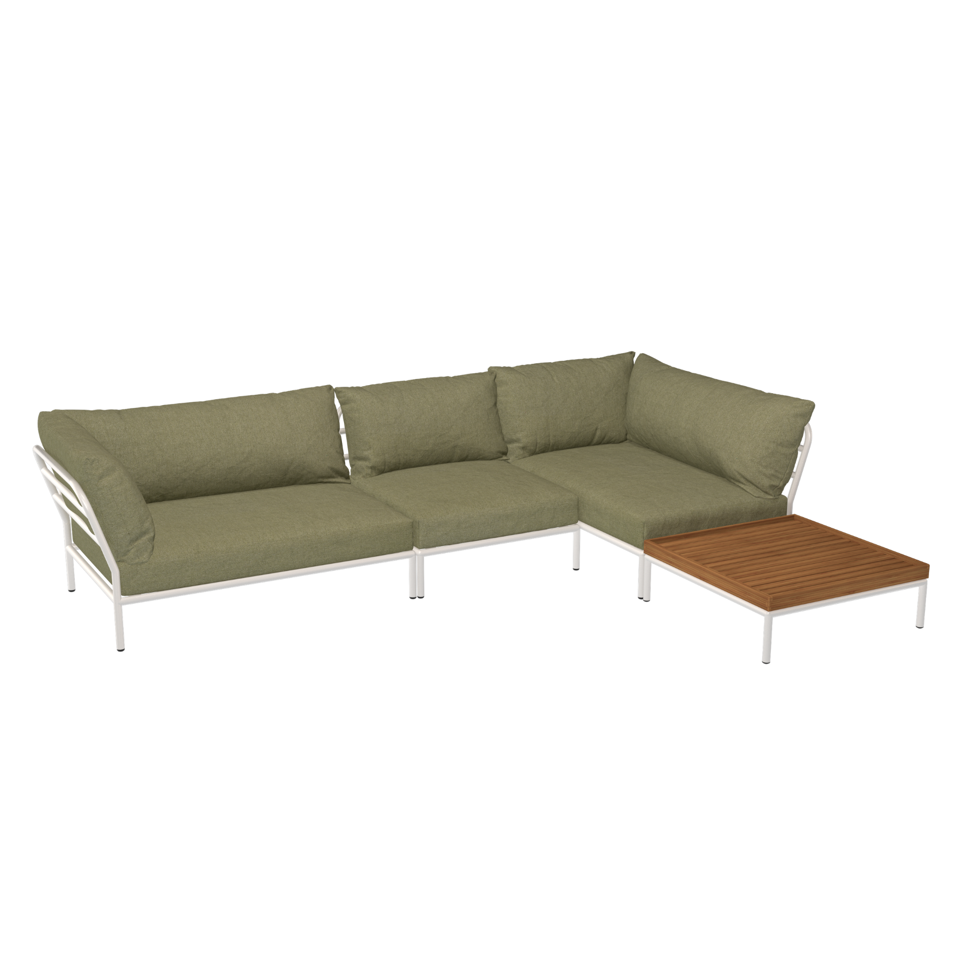 HOUE Level 2 Configuratie: Corner Left (2x) + Chair + Coffee Table Bamboo - Muted White Base